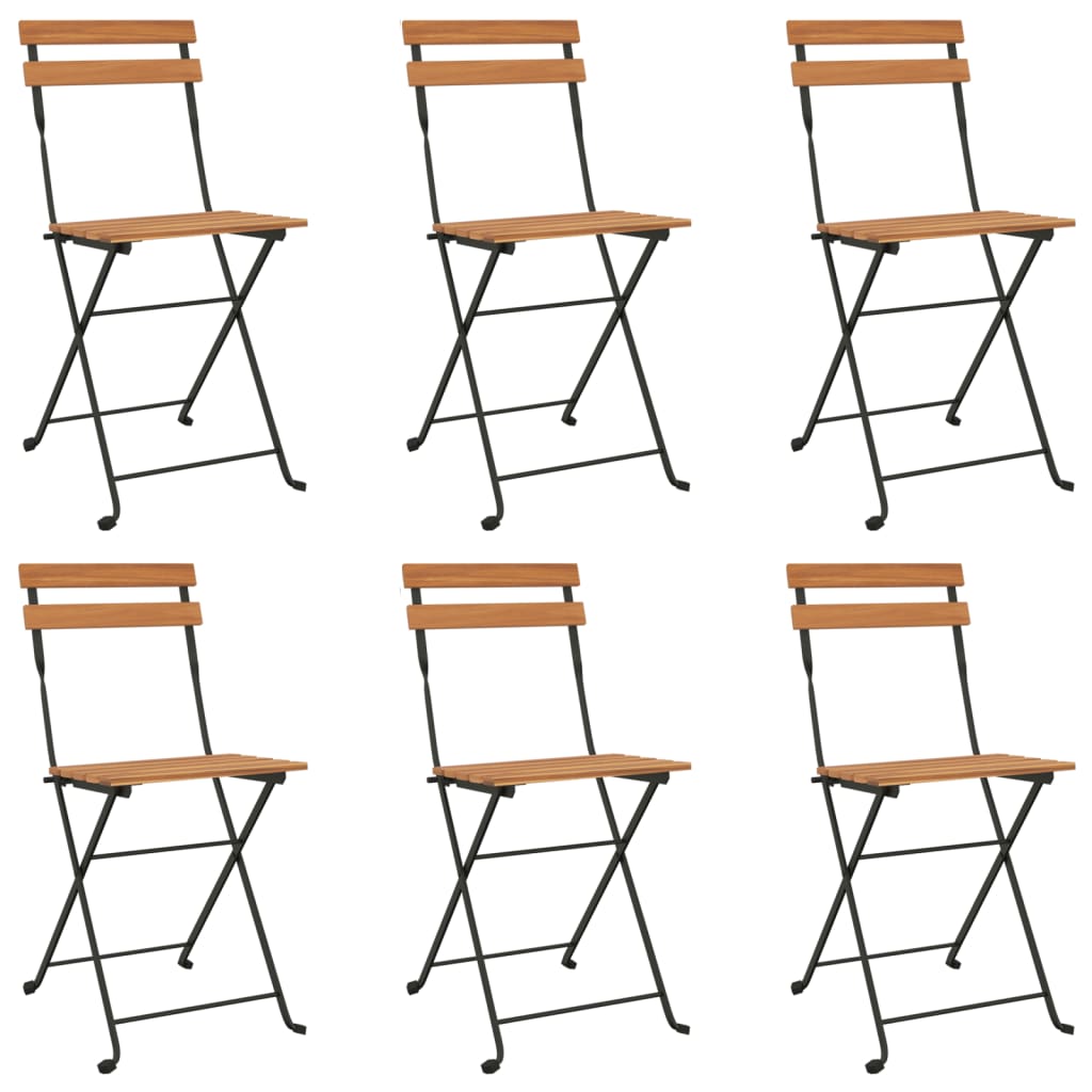 vidaXL Skládací bistro židle 6 ks masivní teakové dřevo a ocel