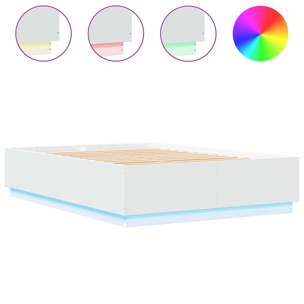 vidaXL Rám postele s LED osvětlením bílý 120 x 200 cm kompozitní dřevo