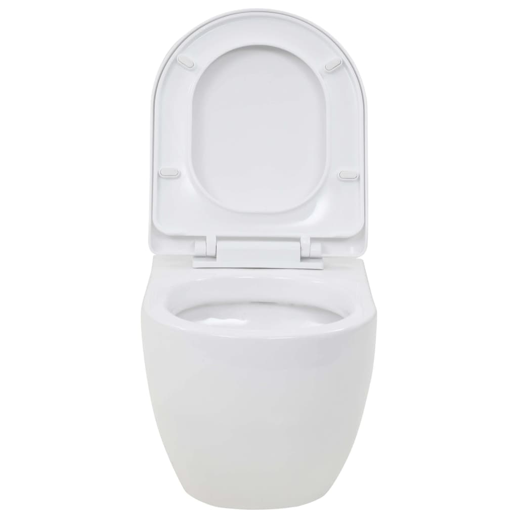 vidaXL Závěsná toaleta keramická bílá
