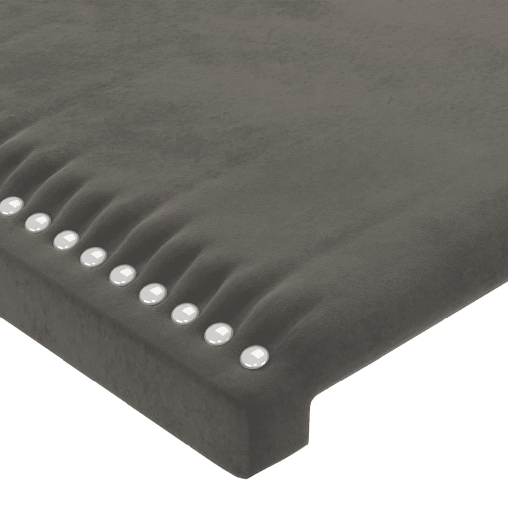 vidaXL Čelo postele s LED tmavě šedé 163 x 16 x 78/88 cm samet