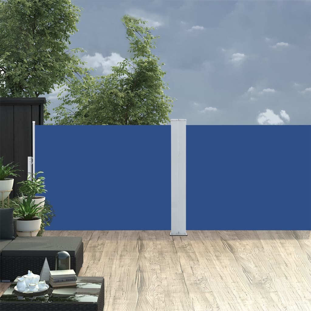 vidaXL Zatahovací boční markýza / zástěna modrá 100 x 1000 cm