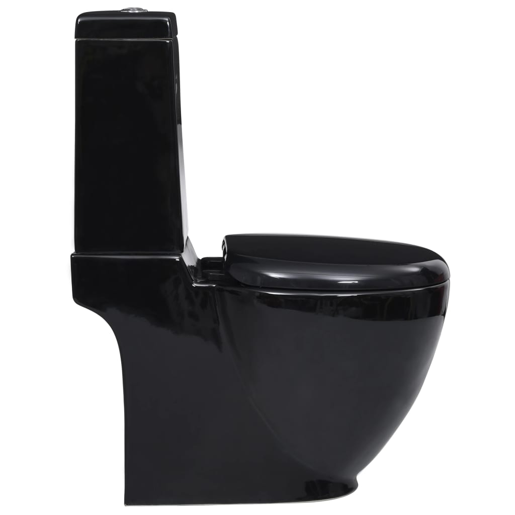 vidaXL Keramické WC kombi kulaté spodní odpad černé