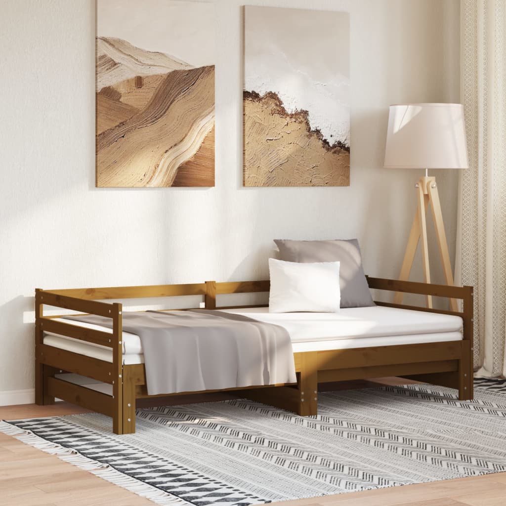 vidaXL Výsuvná postel medově hnědá 2x (80 x 200) cm masivní borovice