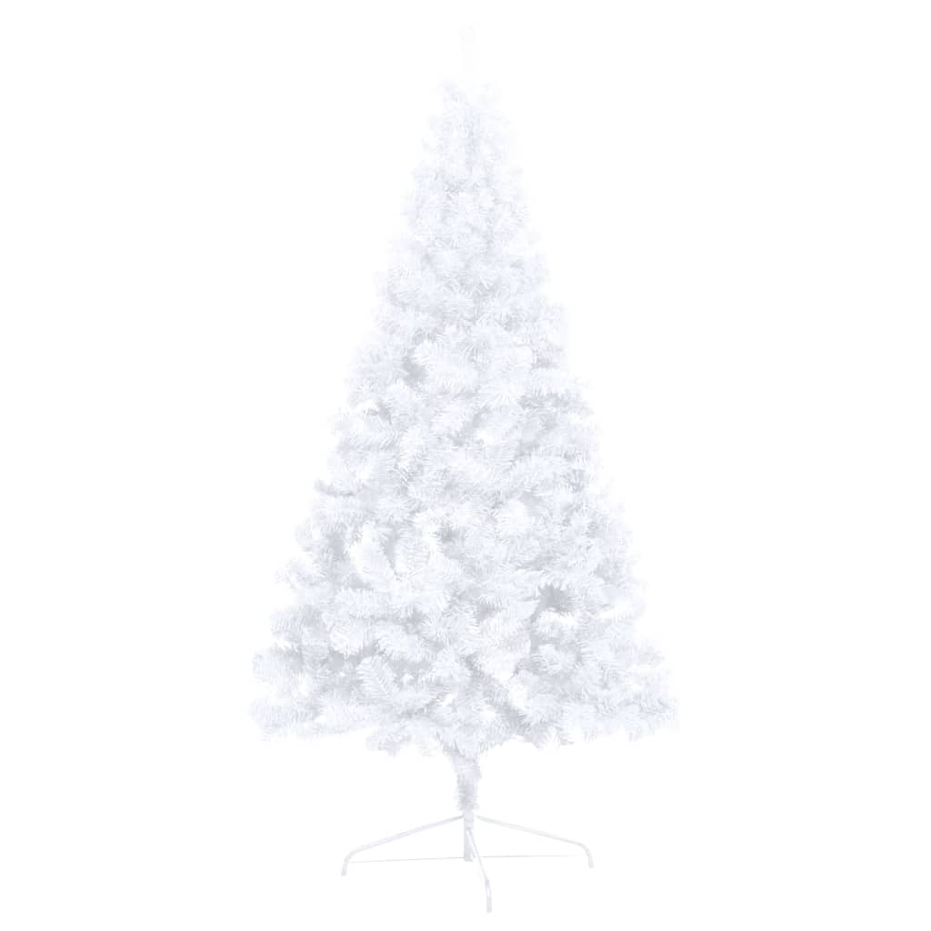 vidaXL Umělý vánoční půl stromek s LED a sadou koulí bílý 240 cm