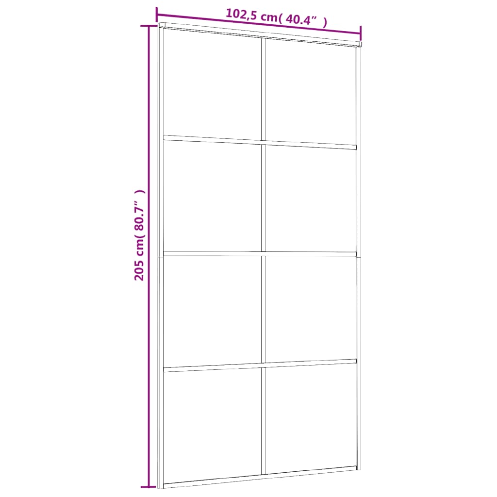 vidaXL Posuvné dveře hliník a ESG sklo 102,5 x 205 cm černé