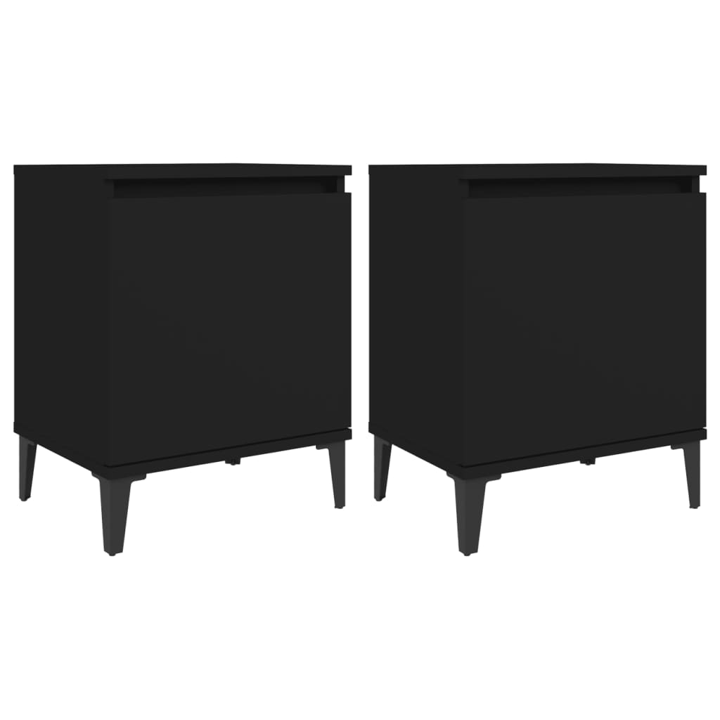 vidaXL Noční stolky s kovovými nohami černé 40 x 30 x 50 cm