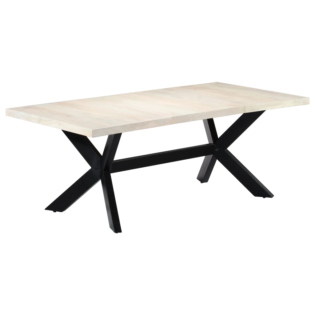 vidaXL Jídelní stůl bílý 200 x 100 x 75 cm masivní mangovníkové dřevo