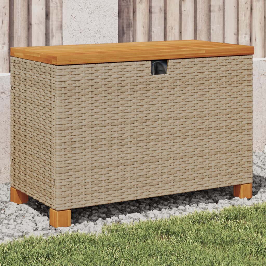 vidaXL Zahradní úložný box béžový 80x40x48 cm polyratan akáciové dřevo