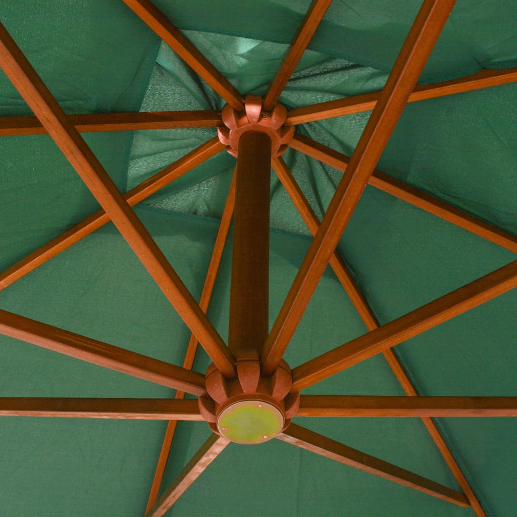 vidaXL Závěsný slunečník s dřevěnou tyčí, 300x300 cm, zelená
