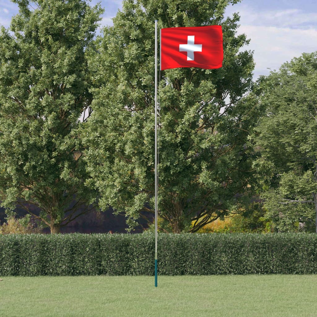 vidaXL Vlajka Švýcarska a stožár 6,23 m hliník
