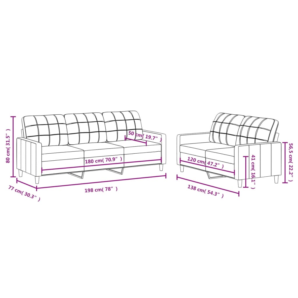 vidaXL 2dílná sedací souprava s poduškami taupe textil