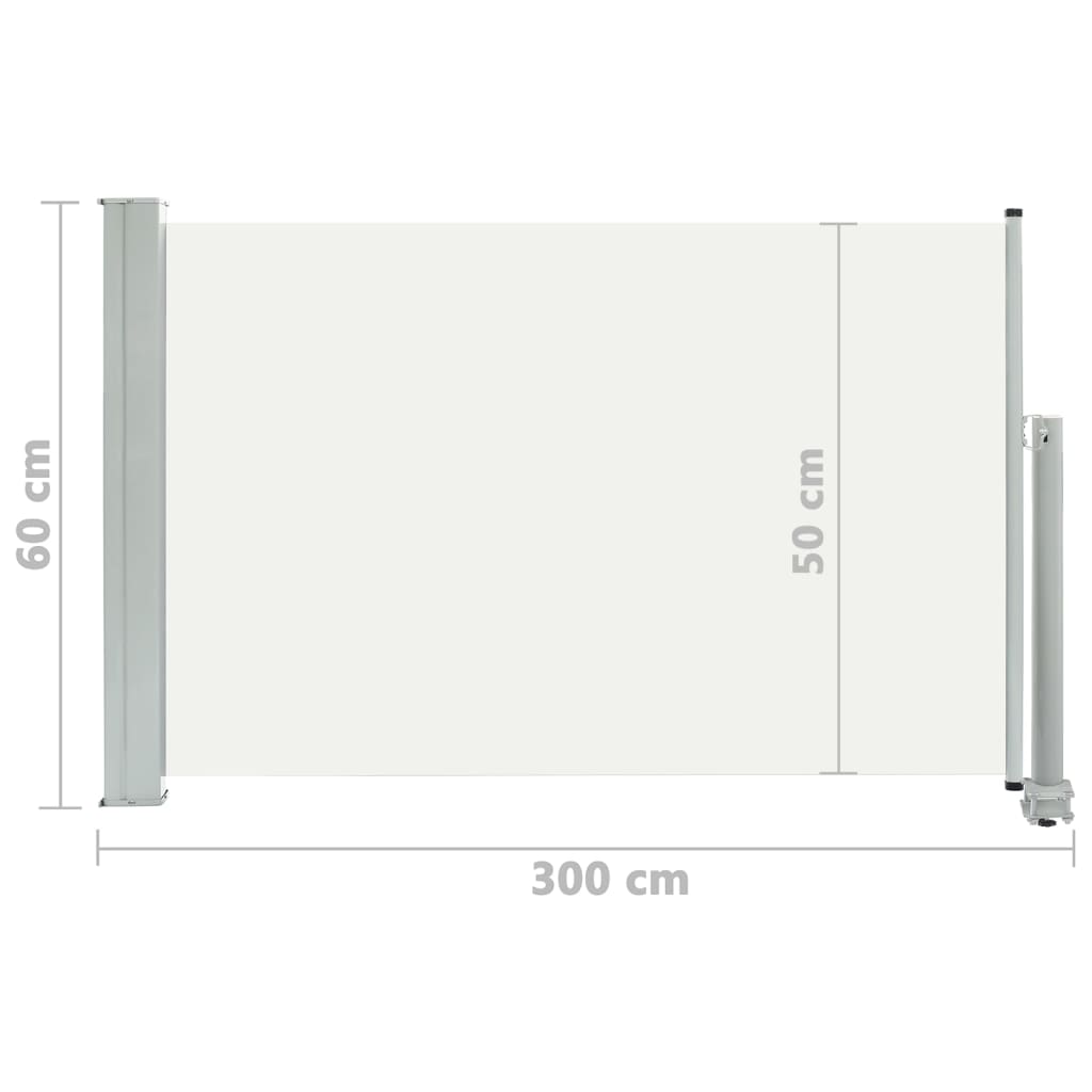 vidaXL Zatahovací boční markýza / zástěna na terasu 60x300 cm krémová
