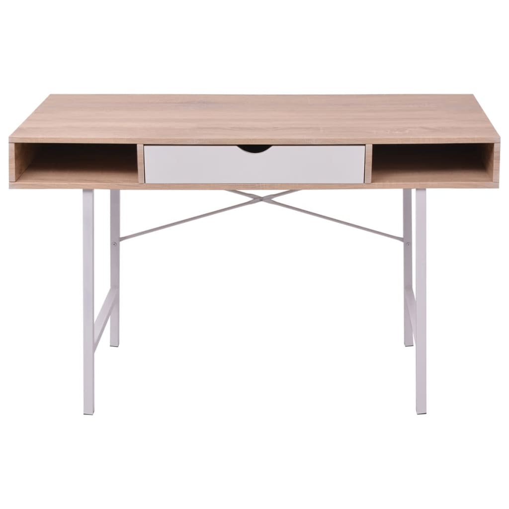 vidaXL Psací stůl s 1 zásuvkou, dub a bílá barva