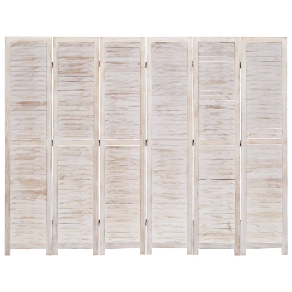 vidaXL 6dílný paraván bílý 210 x 165 cm dřevo