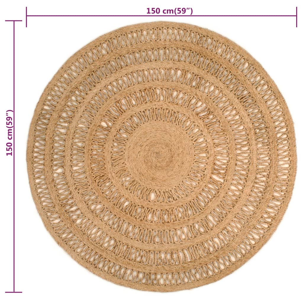 vidaXL Kusový koberec ručně pletený juta 150 cm kulatý