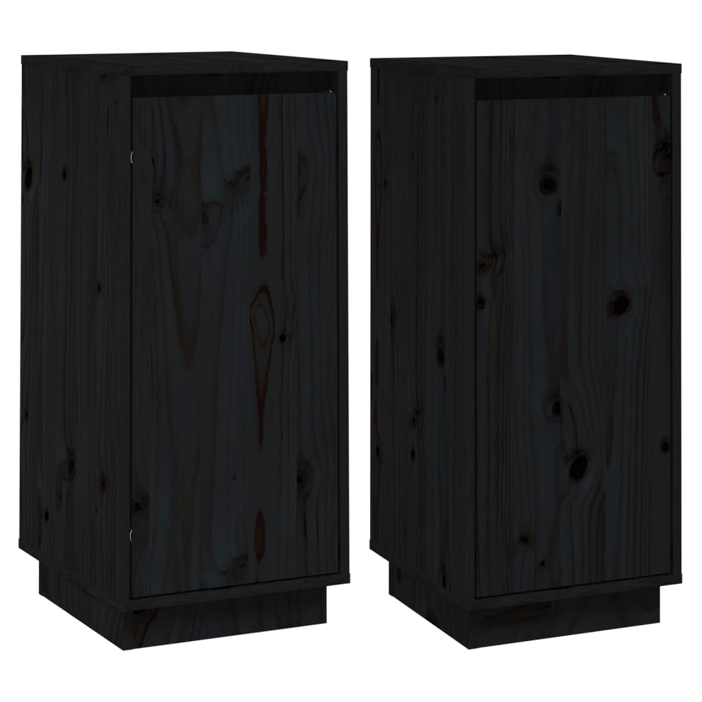 vidaXL Příborníky 2 ks černé 31,5 x 34 x 75 cm masivní borové dřevo