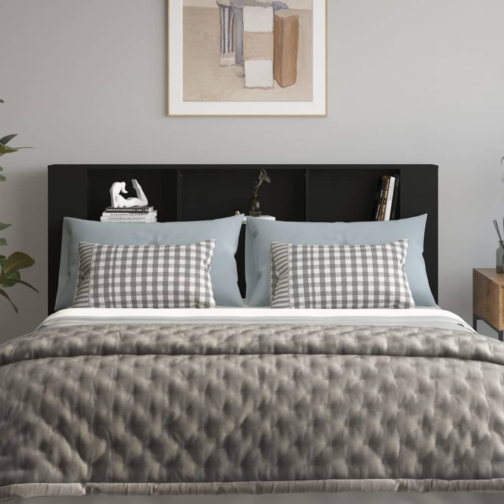 vidaXL Čelo postele s úložným prostorem černé 140 x 18,5 x 104,5 cm