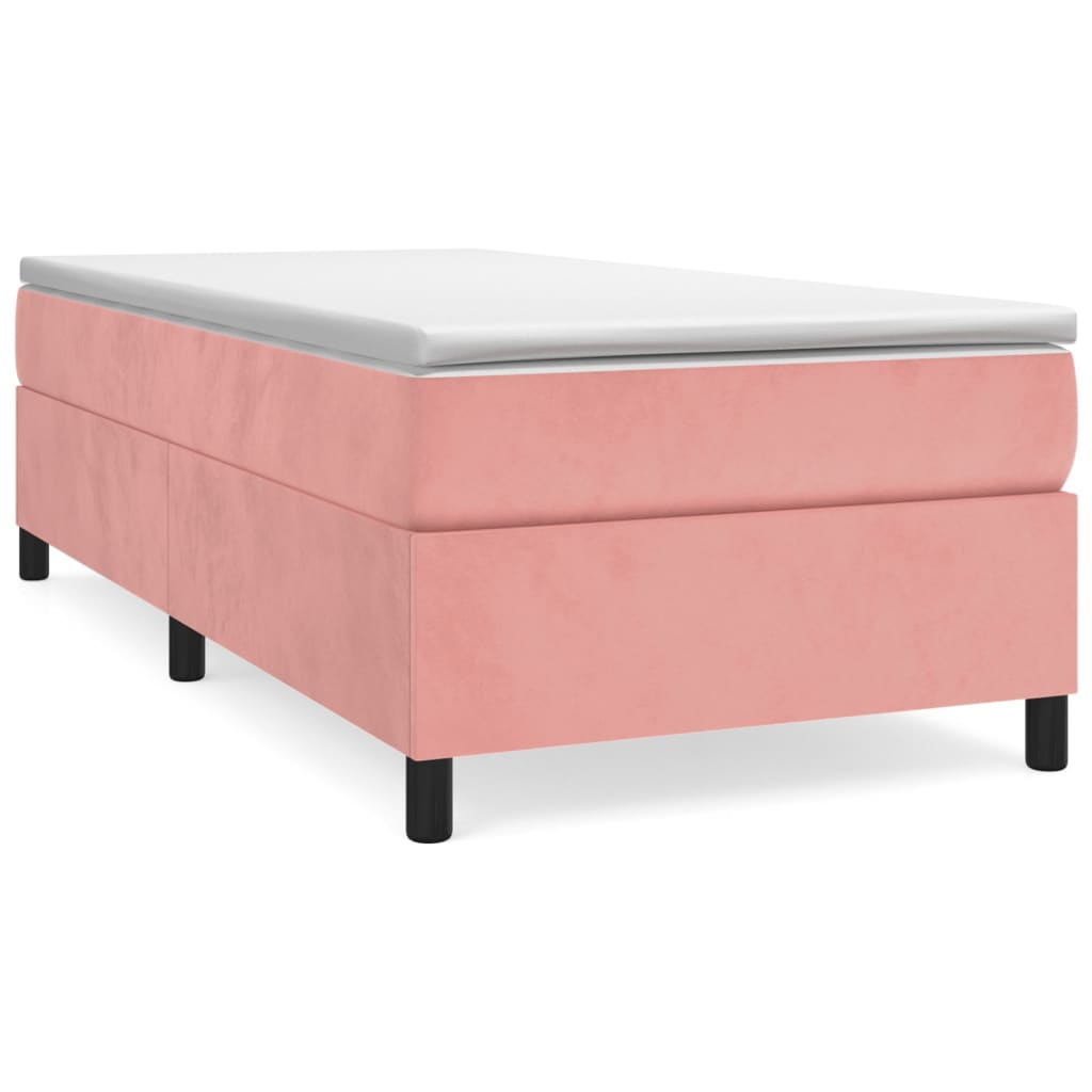 vidaXL Box spring postel růžová 90 x 200 cm samet
