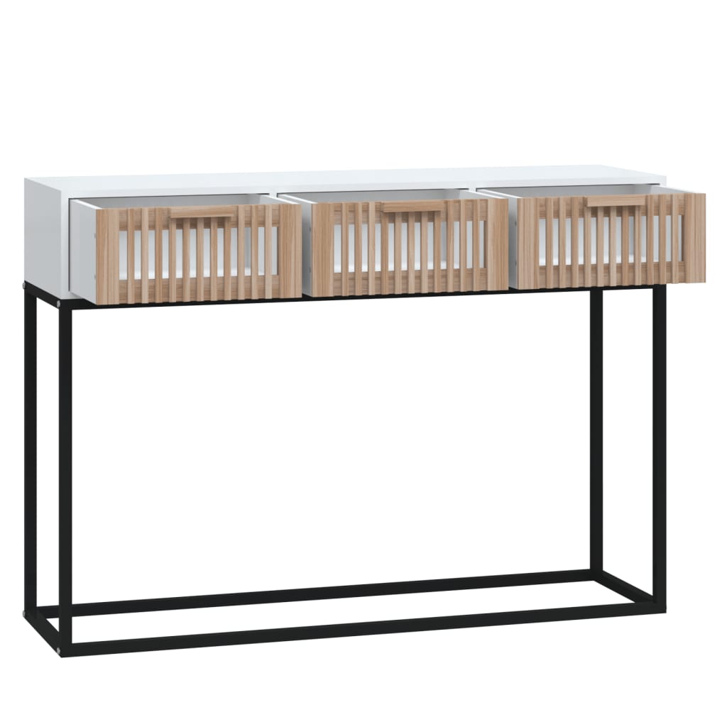 vidaXL Konzolový stolek bílý 105x30x75 cm kompozitní dřevo a železo