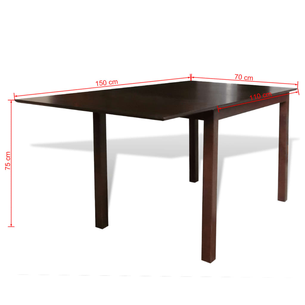 vidaXL Rozkládací jídelní stůl, dřevo gumovníku, hnědý, 150 cm
