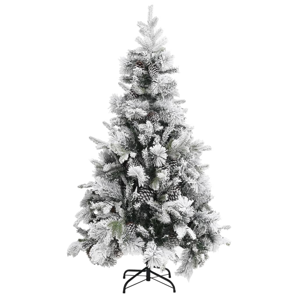 vidaXL Vánoční stromek se sněhem a šiškami 195 cm PVC a PE