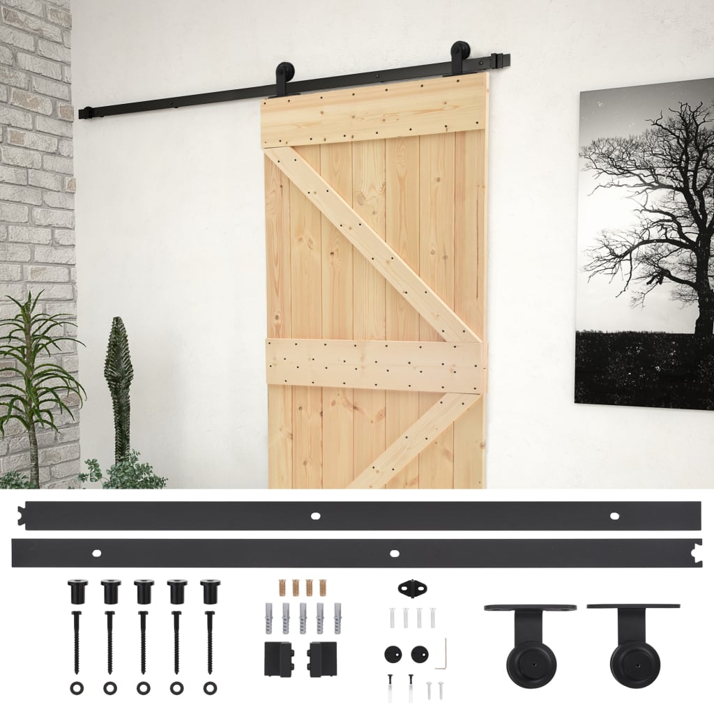 vidaXL Posuvné dveře se setem kování 100 x 210 cm masivní borové dřevo