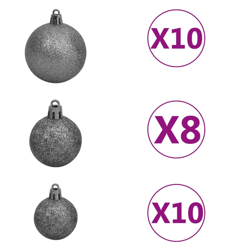 vidaXL Umělý vánoční stromek s LED a sadou koulí 210 cm 910 větviček