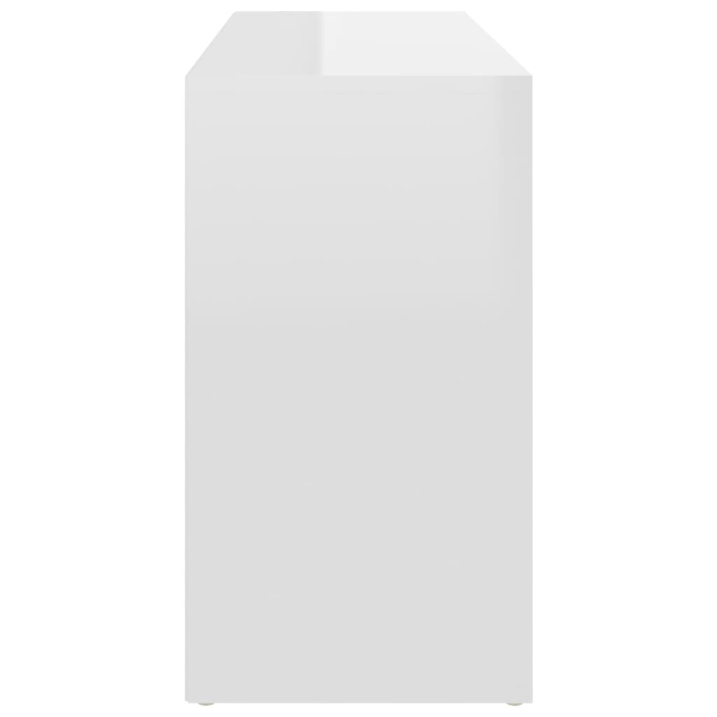 vidaXL Lavice s botníkem bílá vysoký lesk 103x30x54,5 cm dřevotříska