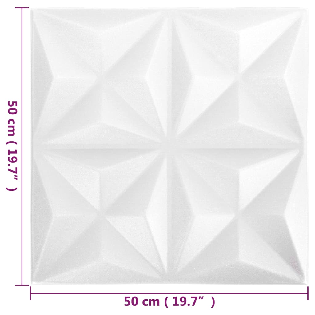 vidaXL 3D nástěnné panely 12 ks 50 x 50 cm origami bílé 3 m²