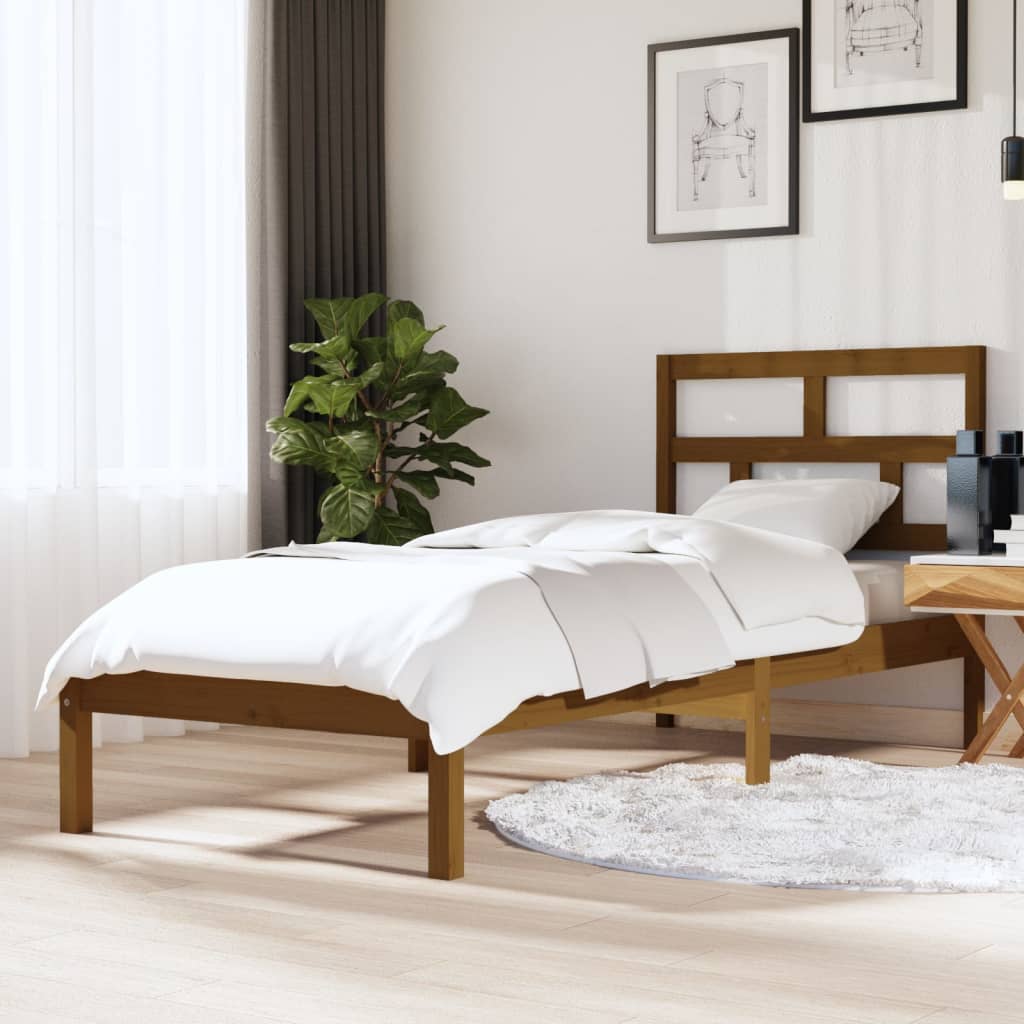 vidaXL Rám postele medově hnědý masivní dřevo 75 x 190 cm Small Single