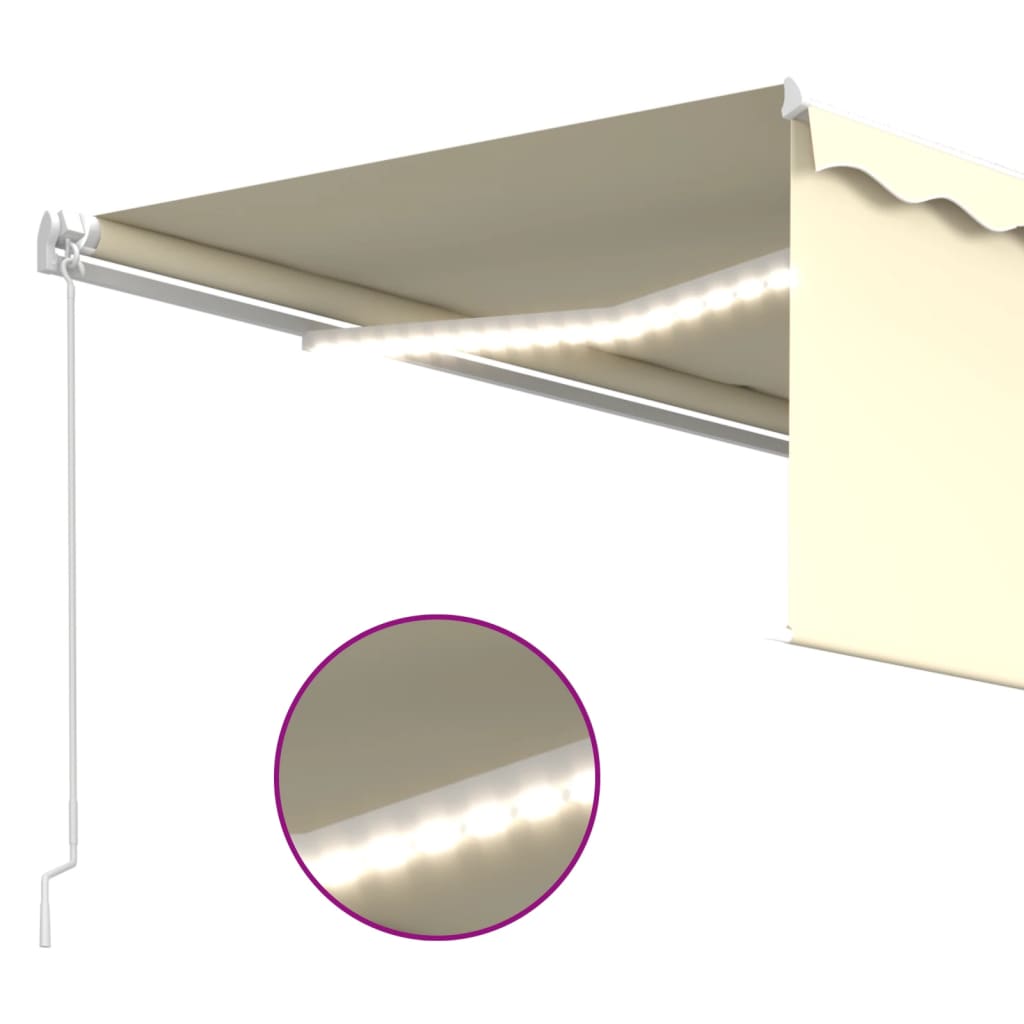 vidaXL Ručně zatahovací markýza s roletou a LED světlem 4,5x3m krémová