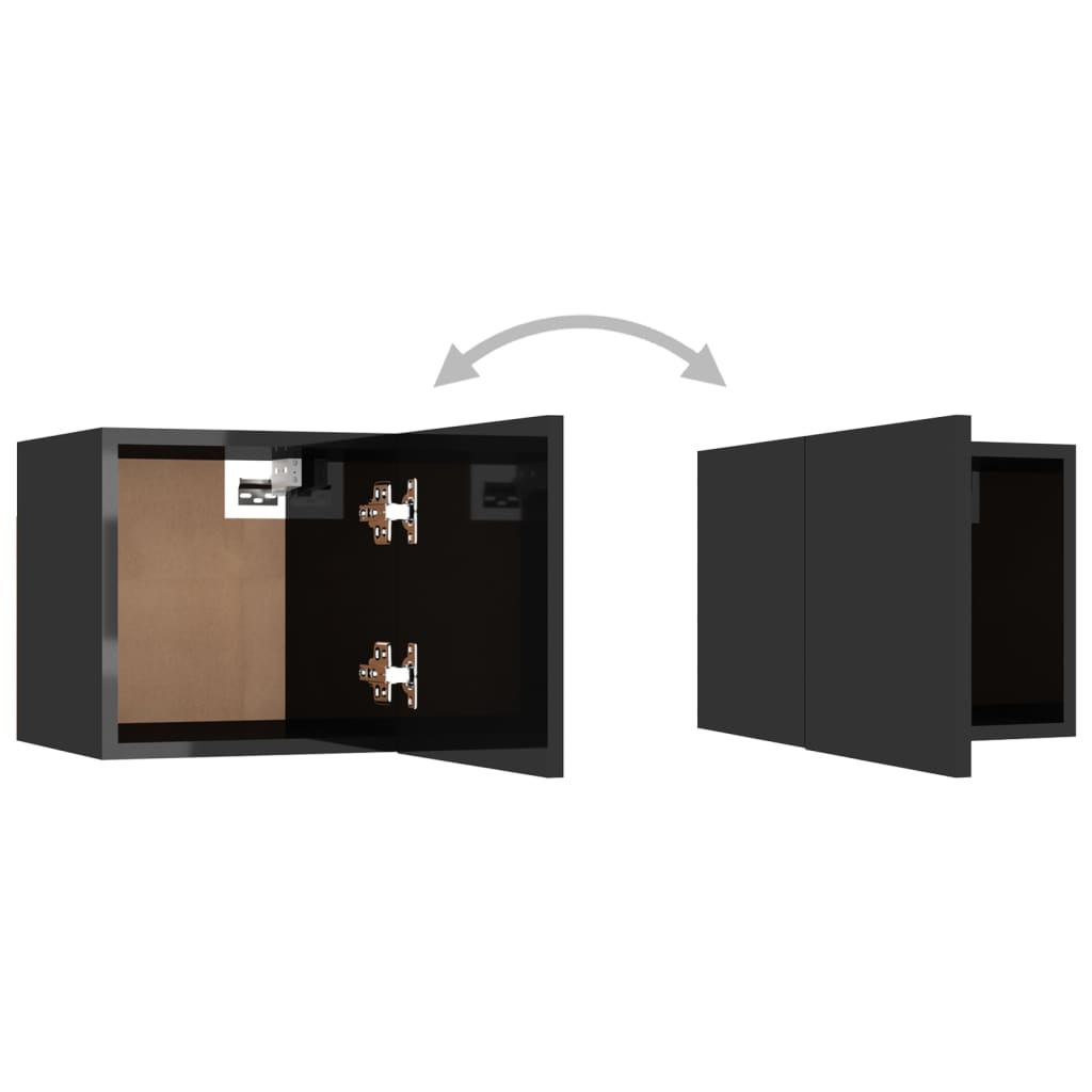 vidaXL Nástěnné TV skříňky 4 ks černé s vysokým leskem 30,5x30x30 cm