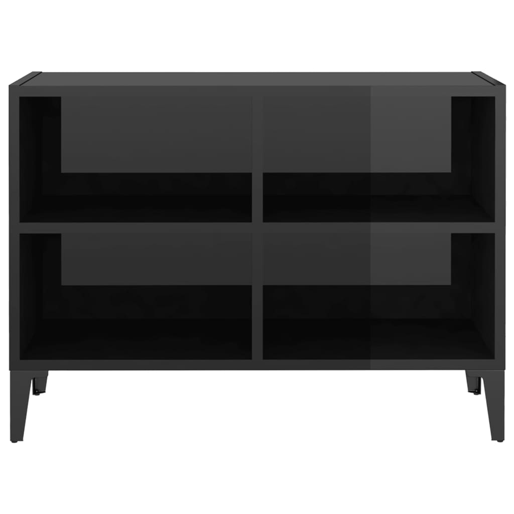 vidaXL TV stolek s kovovými nohami černý vysoký lesk 69,5 x 30 x 50 cm