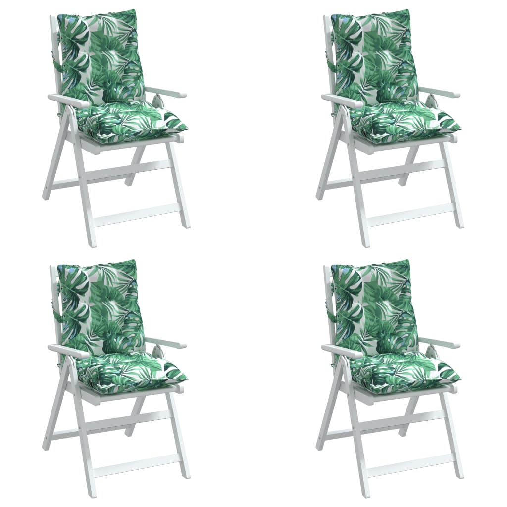 vidaXL Podušky na židli s nízkým opěradlem 4 ks vzor listů oxford