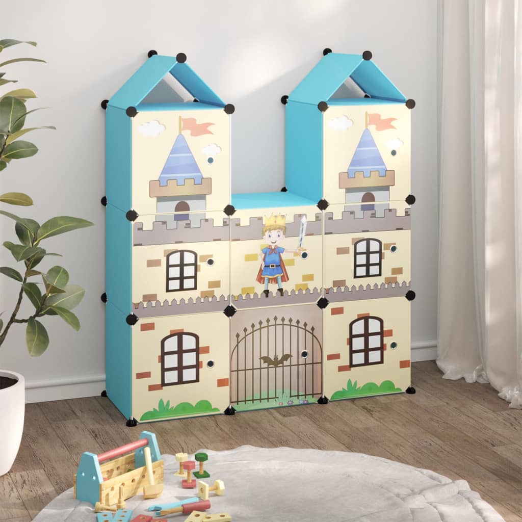 vidaXL Dětská modulární skříň s 8 úložnými boxy modrá PP
