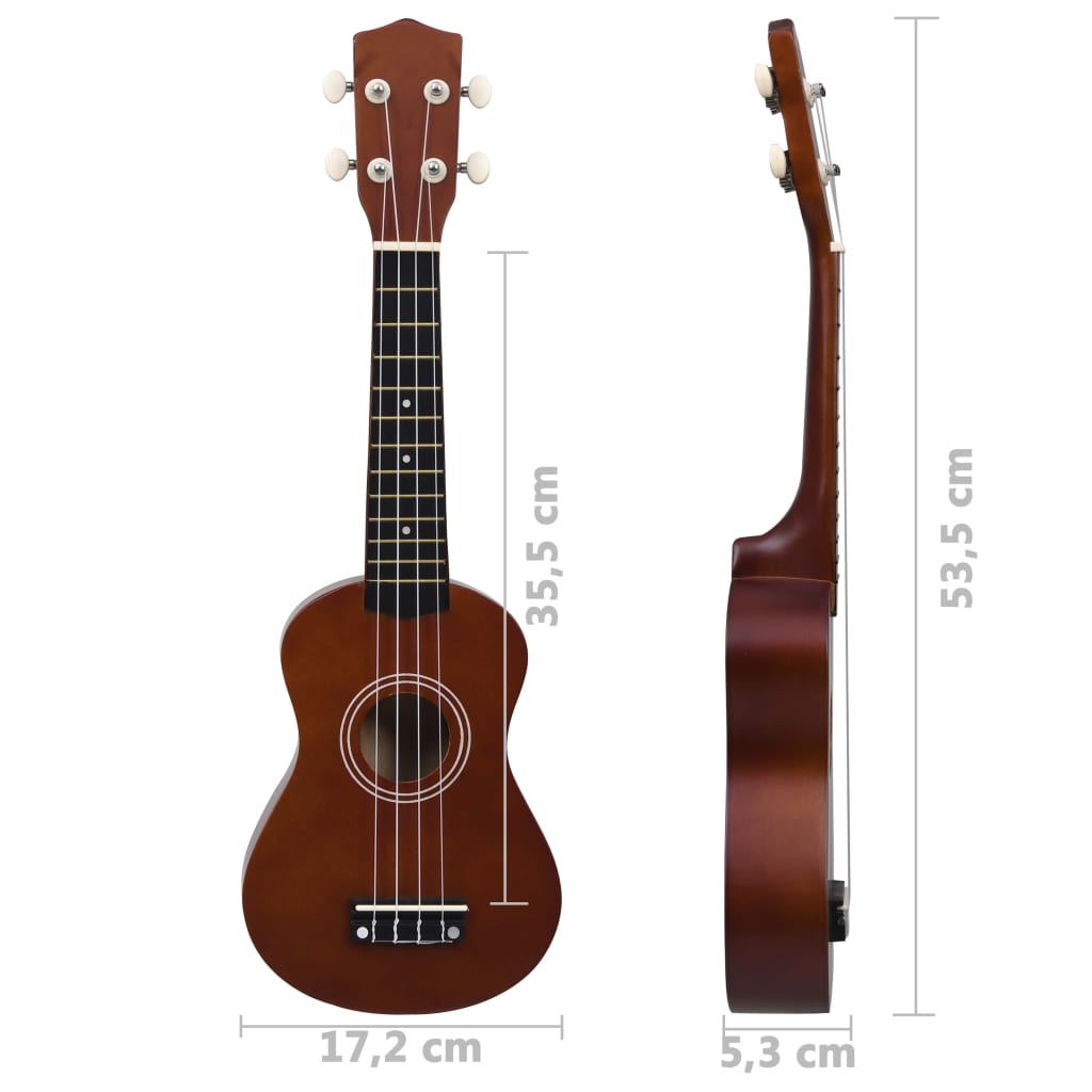 vidaXL Set sopránové ukulele s obalem pro děti tmavé dřevo 21"
