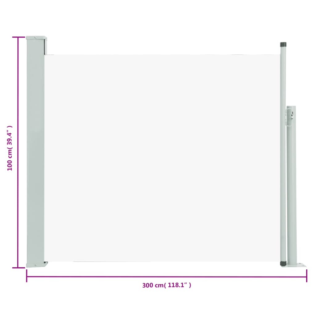 vidaXL Zatahovací boční markýza/zástěna na terasu 100 x 300 cm krémová