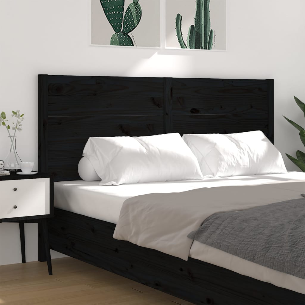 vidaXL Čelo postele černé 146 x 4 x 100 cm masivní borovice