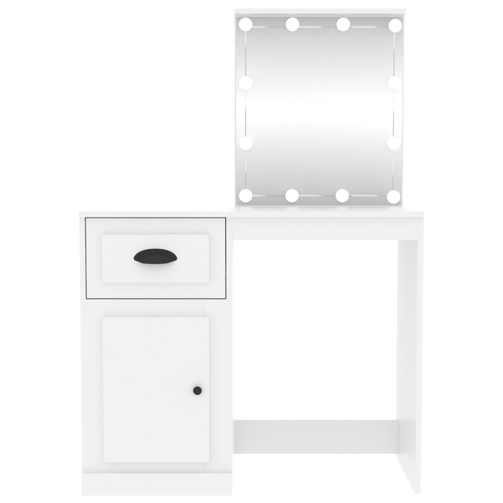 vidaXL Toaletní stolek s LED bílý 90 x 50 x 132,5 cm kompozitní dřevo