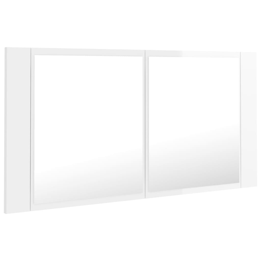 vidaXL LED koupelnová skříňka se zrcadlem lesklá bílá 90x12x45cm akryl