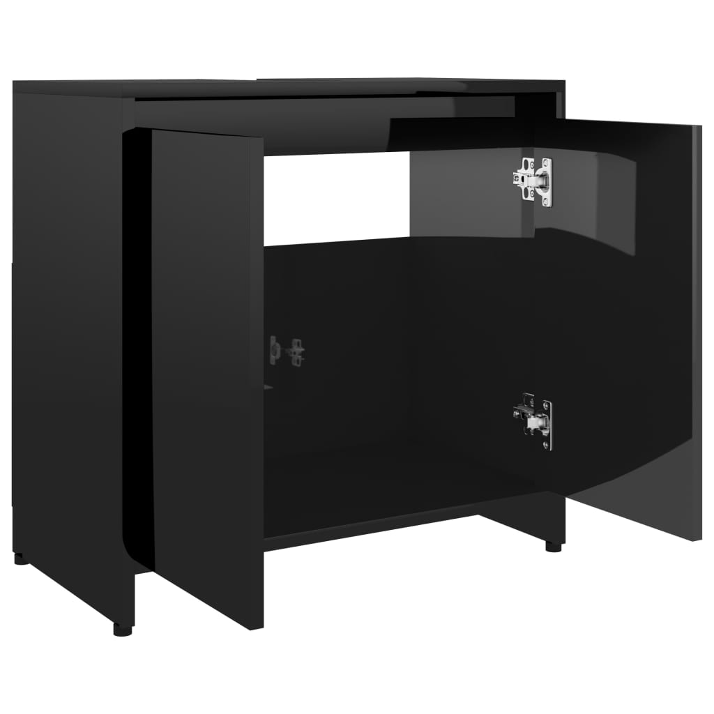 vidaXL Koupelnová skříňka černá vysoký lesk 60x33x61 cm dřevotříska