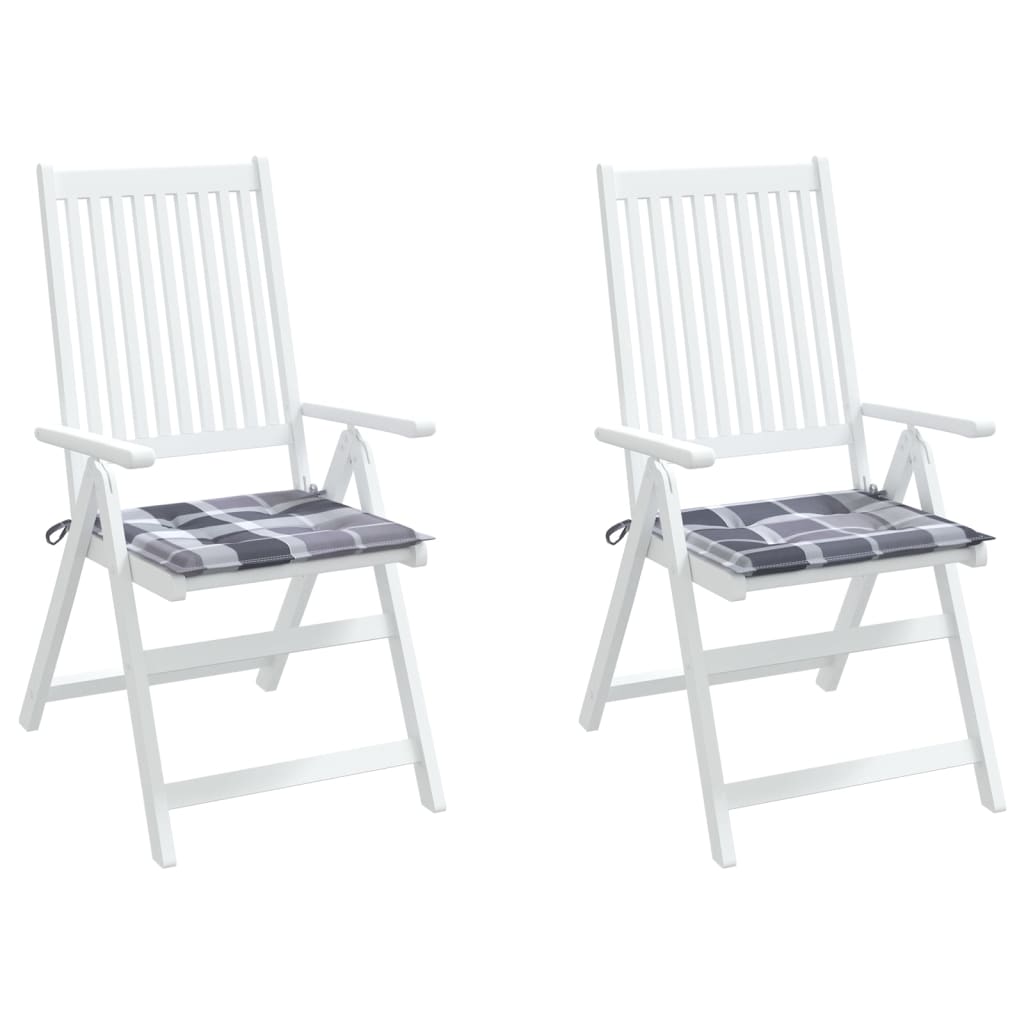vidaXL Podušky na zahradní židli 2 ks šedé kárované 40x40x3 cm oxford