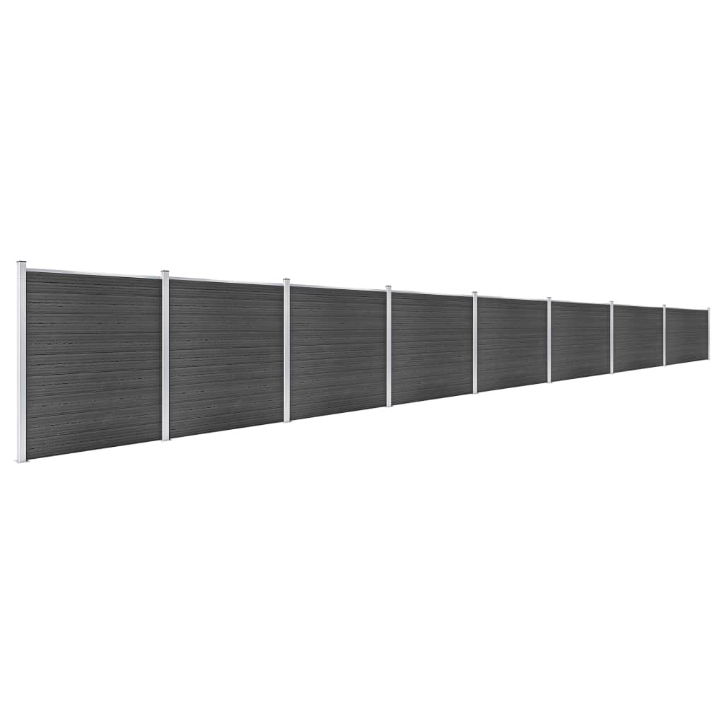 vidaXL Set plotového dílce WPC 1391 x 186 cm černý