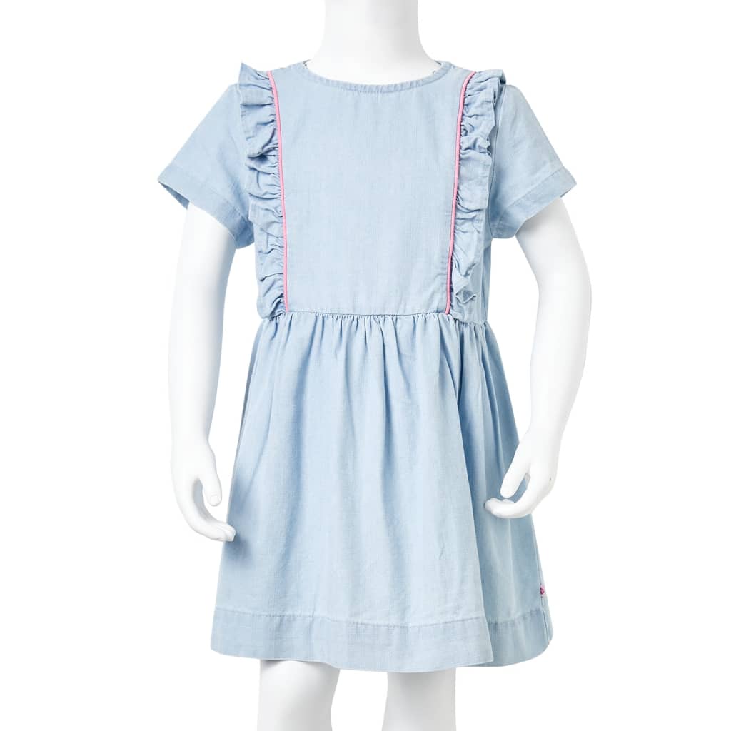 Dětské šaty s volánky bledě modré 92