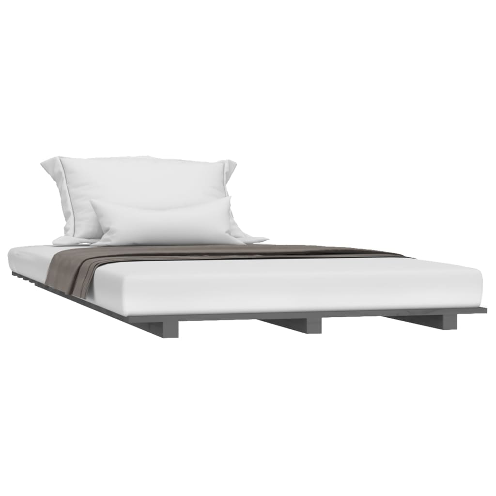 vidaXL Rám postele šedý 75 x 190 cm masivní borové dřevo