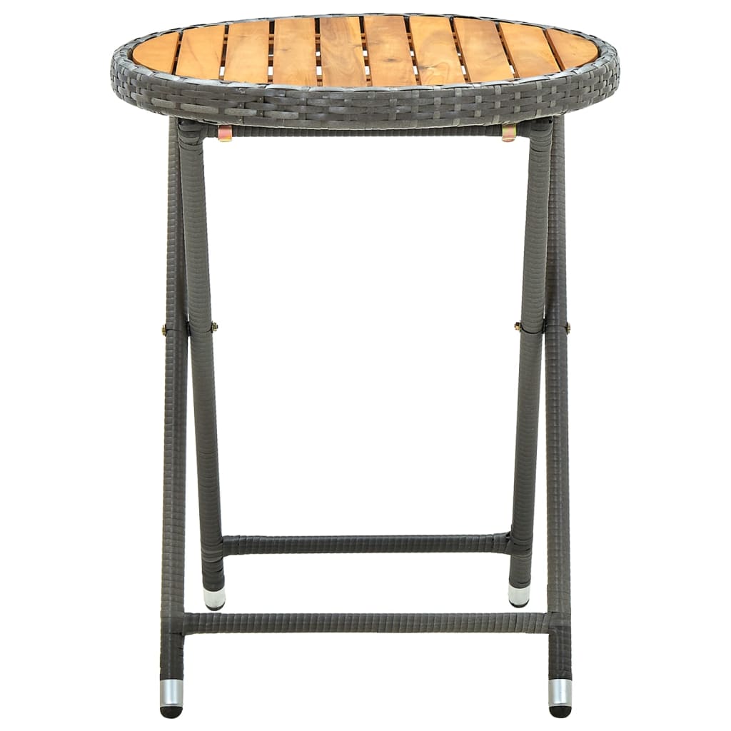 vidaXL Čajový stolek šedý 60 cm polyratan a masivní akácie