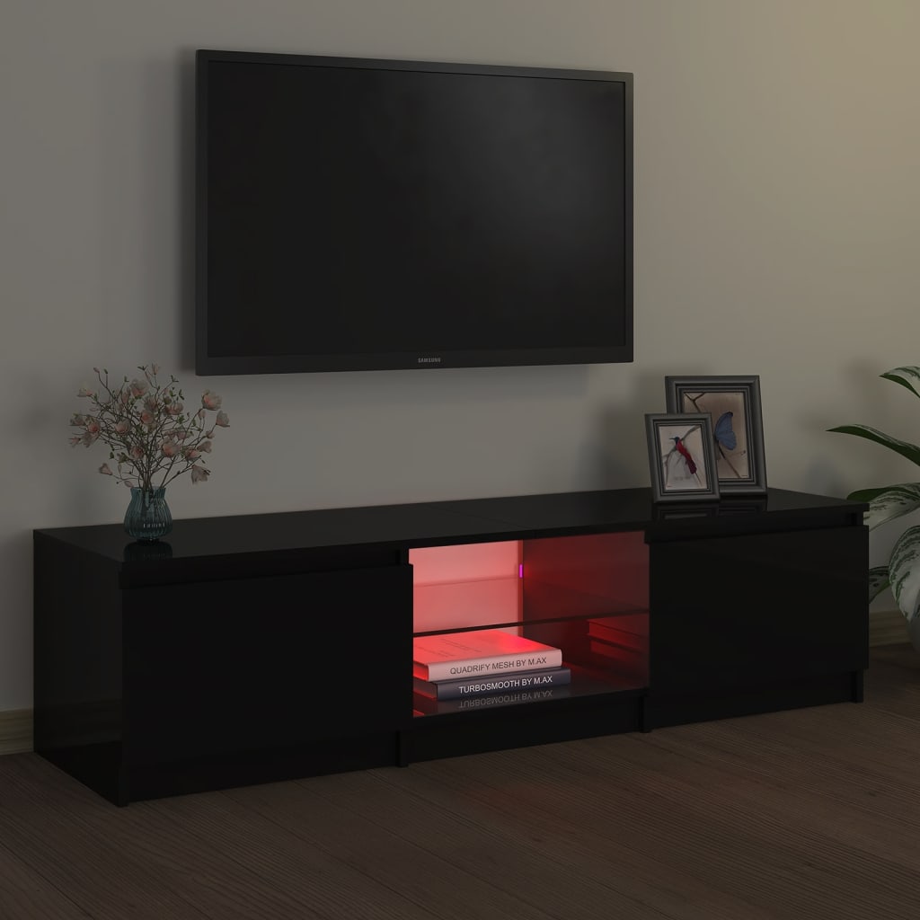 vidaXL TV skříňka s LED osvětlením černá 140 x 40 x 35,5 cm