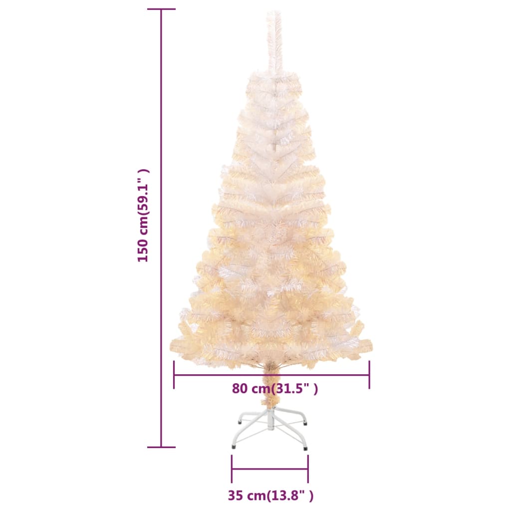 vidaXL Umělý vánoční stromek s duhovým jehličím bílý 150 cm PVC