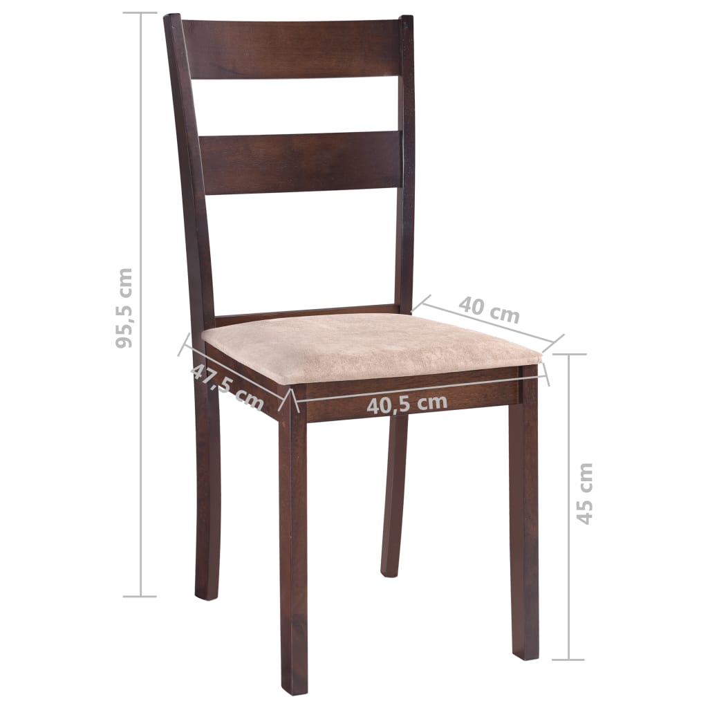 vidaXL Jídelní židle 4 ks hnědé masivní kaučukovník