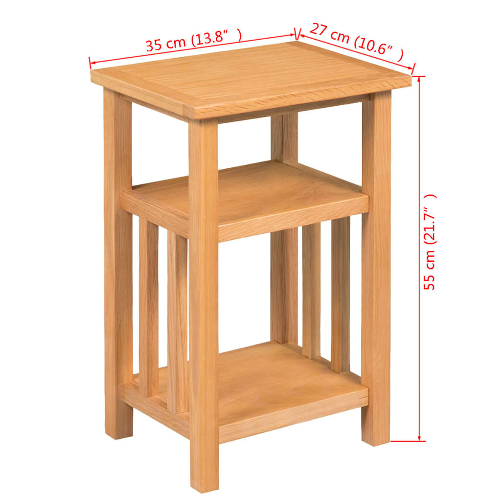 vidaXL Odkládací stolek s policí na časopisy 27x35x55 cm masivní dub